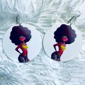 ‼️CLEARANCE Item‼️ | Bubble Yum AfroGirl Wooden Earrings